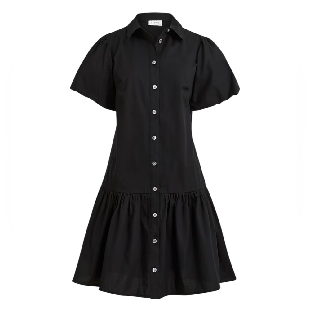 J.Crew Factory Bubble Sleeve Mini Shirt Dress in Black